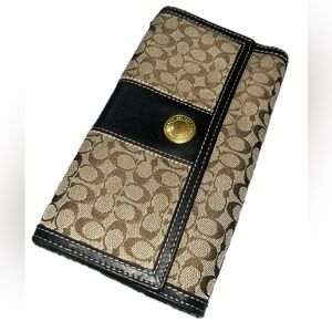 Y2K Coach Signature Wallet Black Leather Interior & Trim